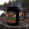 Black mug with Halloween Is Everyday text graphic featuring ghosts, pumpkins, and bats. Perfect for Halloween lovers.