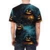 Glowing jack-o'-lanterns and spooky trees in a dark, misty forest cover this oversized full print tee, with eerie lights illuminating the scene.