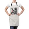 Light gray apron with black 'Kiss the Chef' graphic, featuring a chef hat, lips, and fork.