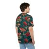 Red and white koi fish with floral and leaf patterns, all over print sublimation tee in vintage pattern style.