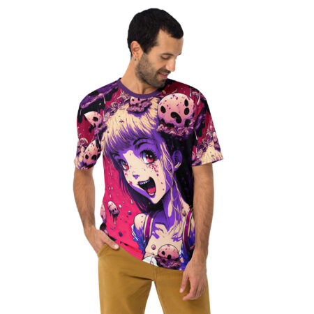 Premium Manga / Anime Girl tripping On Mushrooms Uni-Sex Otaku Graphic T-Shirt V2 – soft all-over print unisex tee