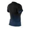 Men's dark charcoal to navy blue ombre t-shirt, crewneck short-sleeve sublimation tee with seamless gradient design.