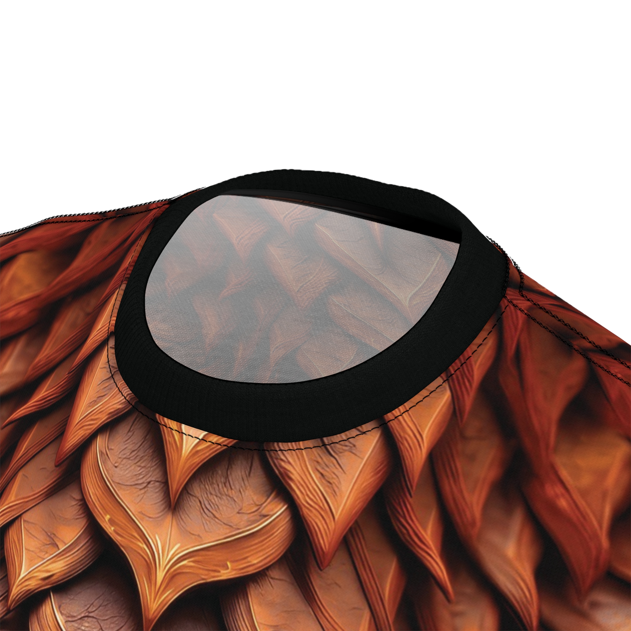 Golden-yellow dragon scales with a textured, layered effect cover this 3D graphic t-shirt.