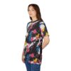 Vibrant pink, blue, yellow, and white splatters cover this oversized full print tee, set against a bold black background with dynamic paint strokes.