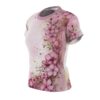 Pink floral watercolor sublimation tee with gold accents and abstract paint splatters.