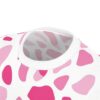 Bright pink and lighter pink abstract shapes cover this 3D graphic t-shirt, with a white background.
