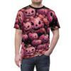 Pink pumpkins with carved faces and roses cover this oversized full print tee, set against a dark background with swirling vines.