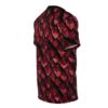 Deep red, metallic-sheened dragon scales cover this oversized full print tee with a fantastical, textured look.