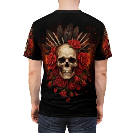 Alternative view of Skull / Roses Tee - Gothic Skull Floral All Over Print T-Shirt