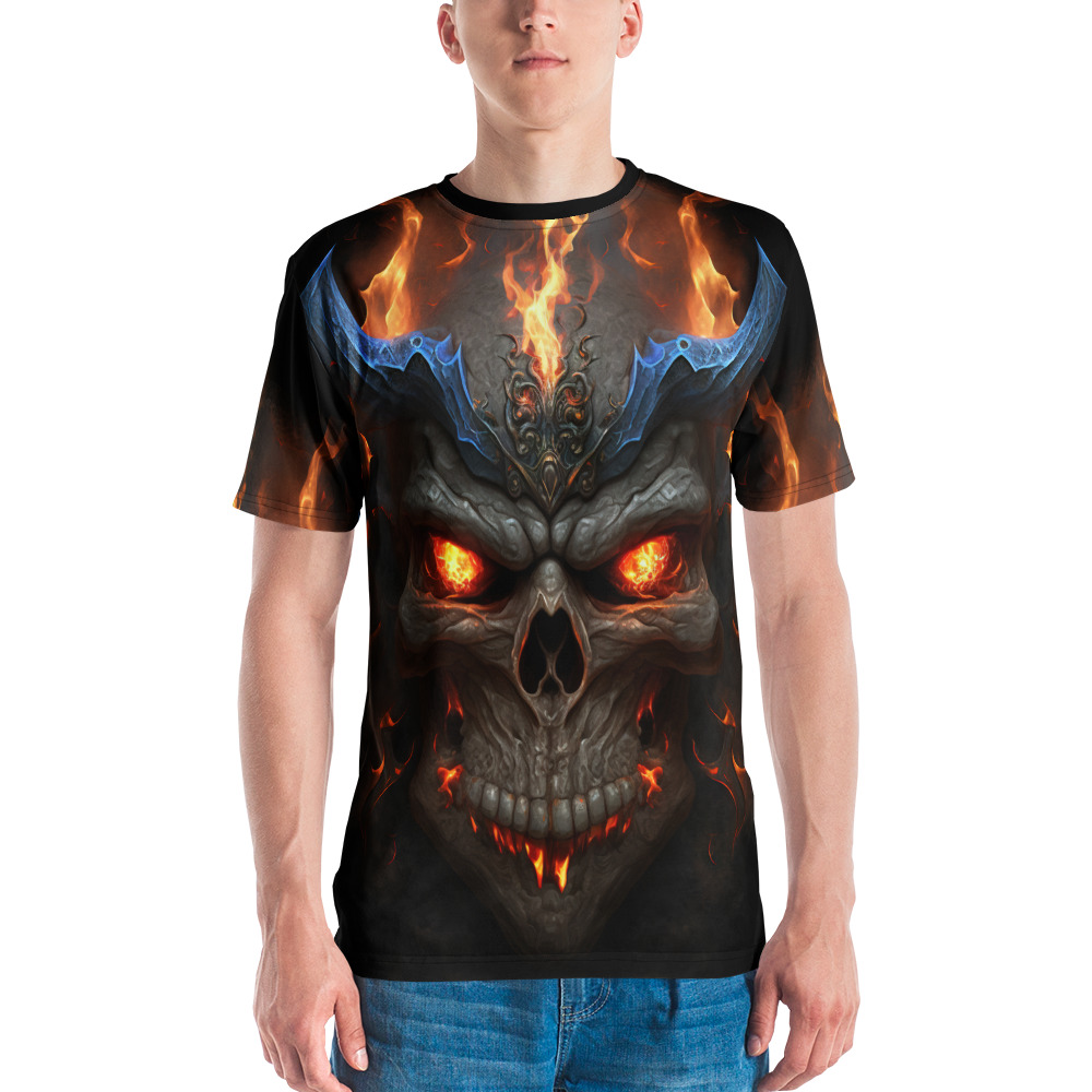 Skull And Flames Horror Uni-Sex Graphic T-Shirt - Image 5