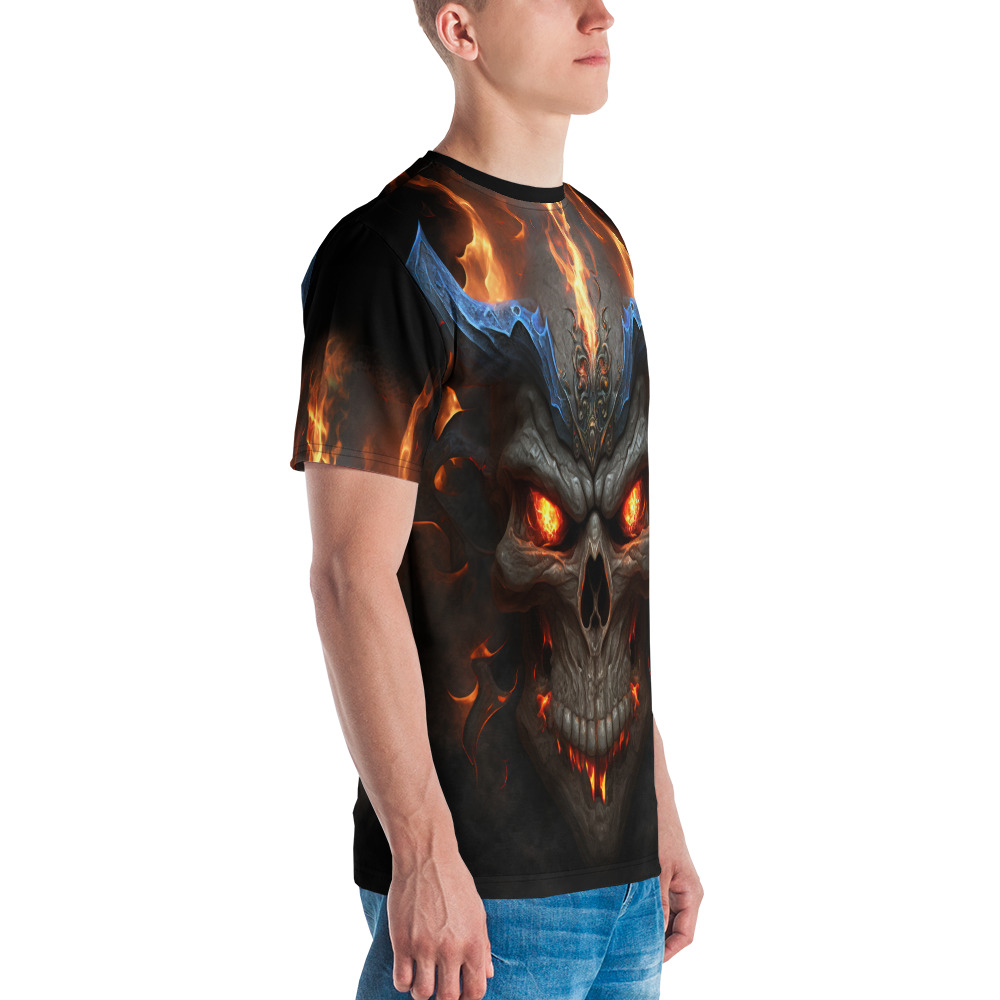 Skull And Flames Horror Uni-Sex Graphic T-Shirt - Image 6
