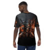 Fiery orange and silver tones depict a menacing skull with crossed swords and flames across this graphic tee.