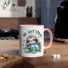 White mug with a pink handle, featuring a sleeping sloth on a turtle and the words "NO NOT TODAY" in green.