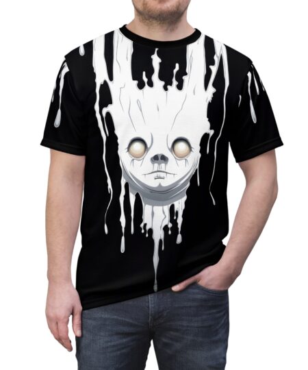 Spooky Dripping Mask Unisex Cut & Sew Tee - Perfect for Halloween and Horror Fans