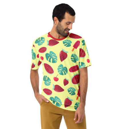 Comfortable Strawberry And Watermelon Uni-Sex / Men's Graphic T-Shirt – breathable cotton all-over design