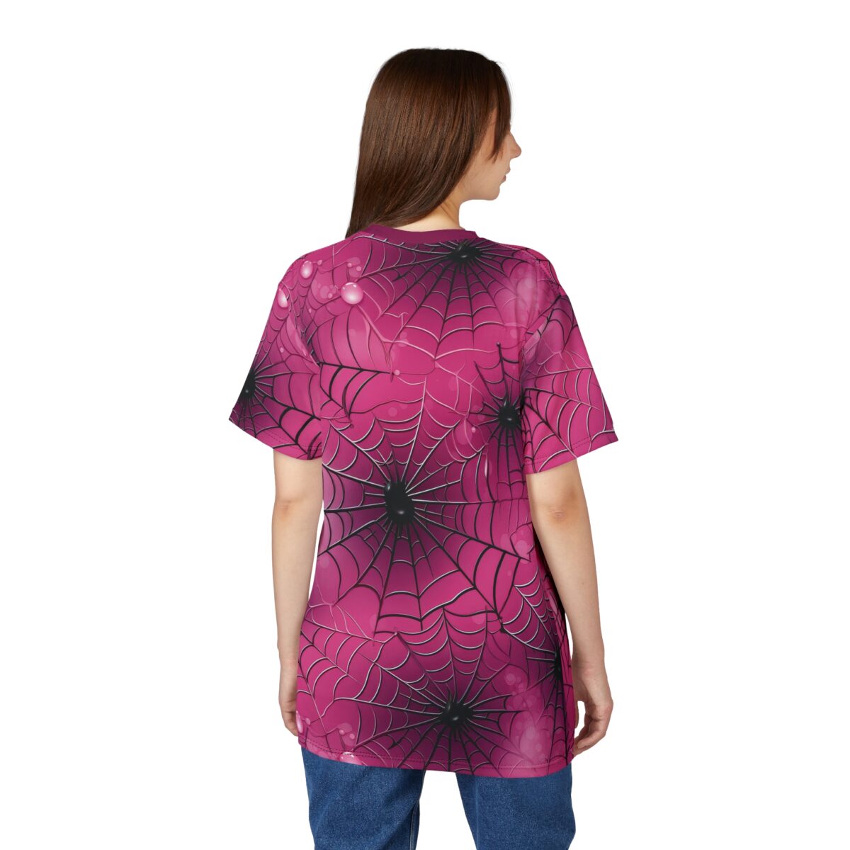 Spooky Yet Stylish Spiderweb Unisex All Over Print T-Shirt - Perfect for Halloween or Everyday Wear - Image 10