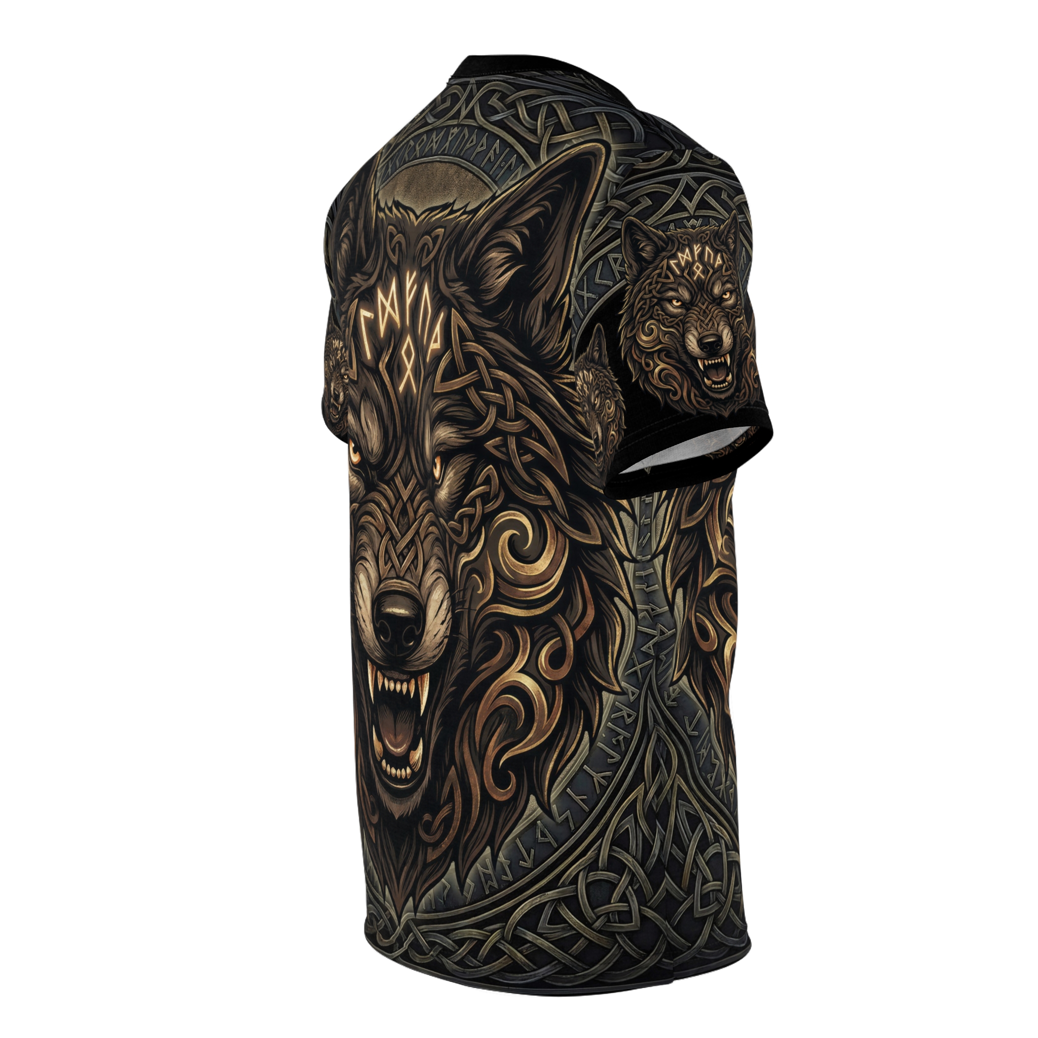 Premium Viking Wolf All-Over Print Tee — Norse Rune Fierce Wolf Graphic Shirt – soft all-over print unisex tee