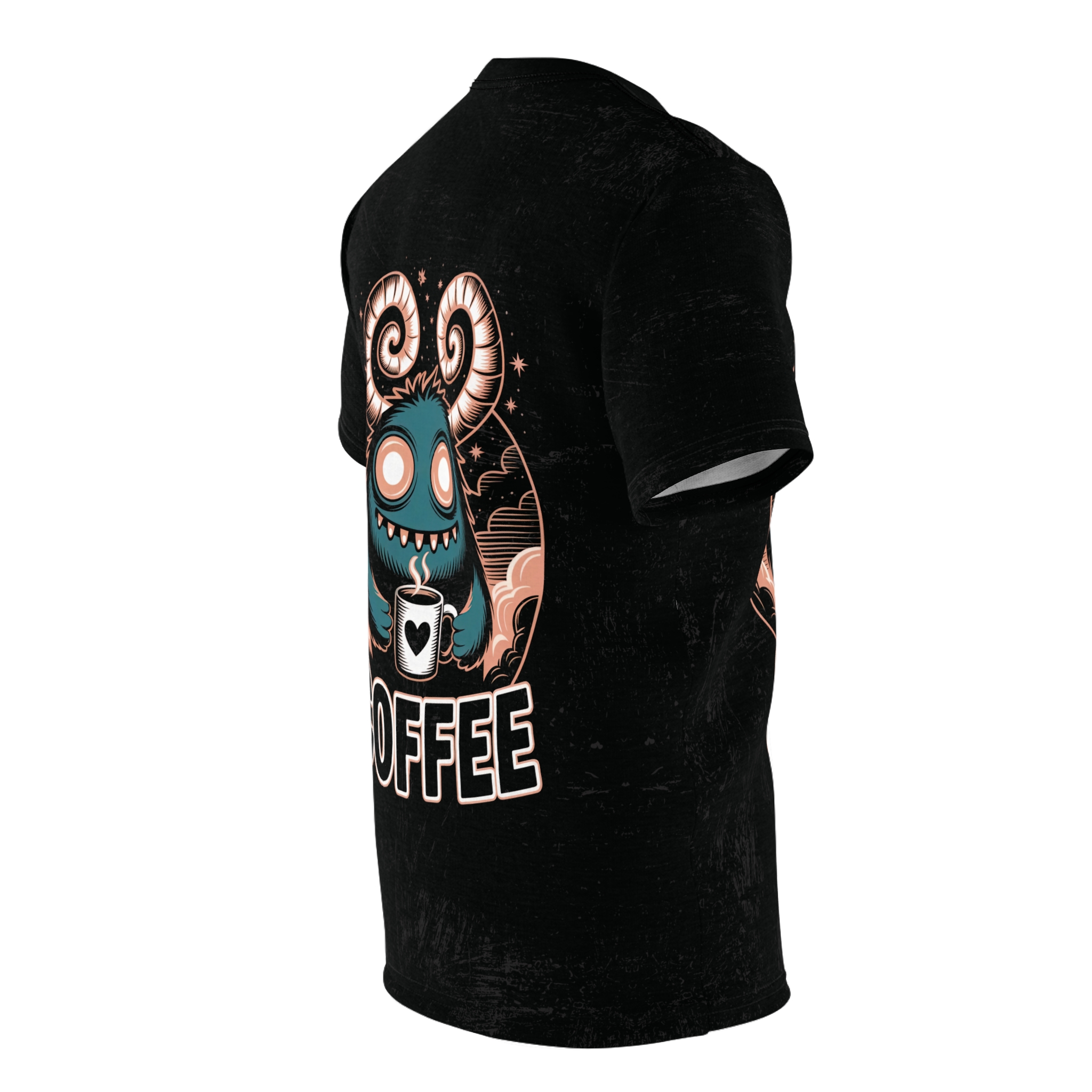 Coffee Monster Unisex Tee - Fun AOP Graphic T-Shirt for Coffee Lovers 2 - Toastedstyles.com All Over Print T-Shirts