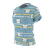 Cute Blue Cat Stripe Tee — Women's All-Over Print Cat & Daisy Shirt