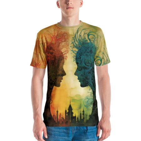 Stylish Abstract Surreal Colorful Silhouette All Over Print T-Shirt – durable everyday unisex apparel