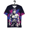 Pink and blue splatters cover this 3D graphic t-shirt, featuring a fierce woman in a fighting stance with her fists clenched.