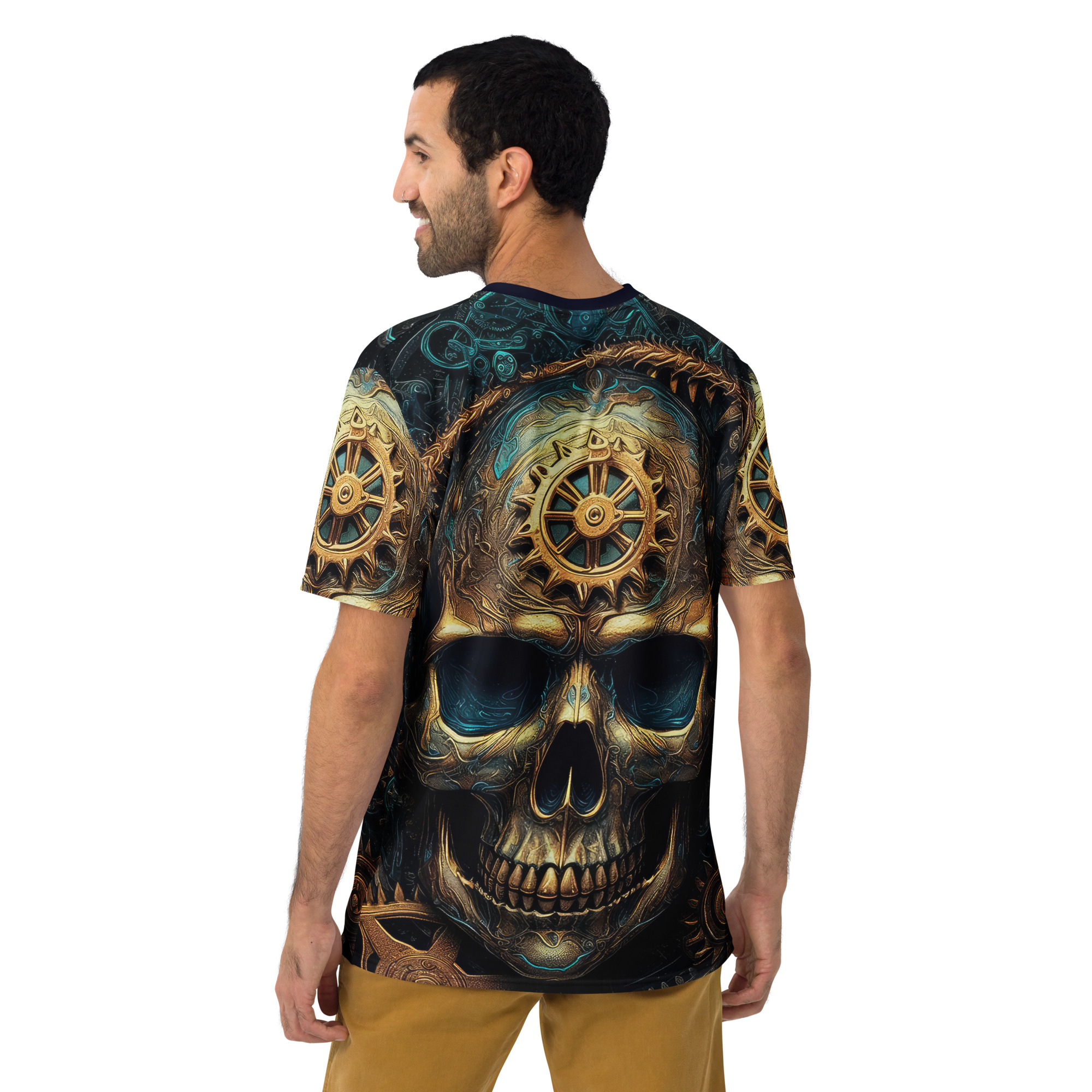Steampunk Skull All Over Print Uni-Sex T-Shirt 2 - Image 3