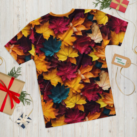 Vibrant Autumn Colorful Leaves V3 Uni-Sex T-Shirt – eye-catching full print casual top