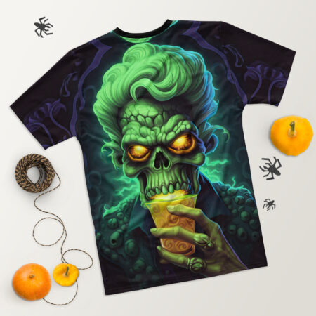 Vibrant Neon Scientist Skull Uni-Sex All Over Print T-Shirt V3 – eye-catching full print casual top