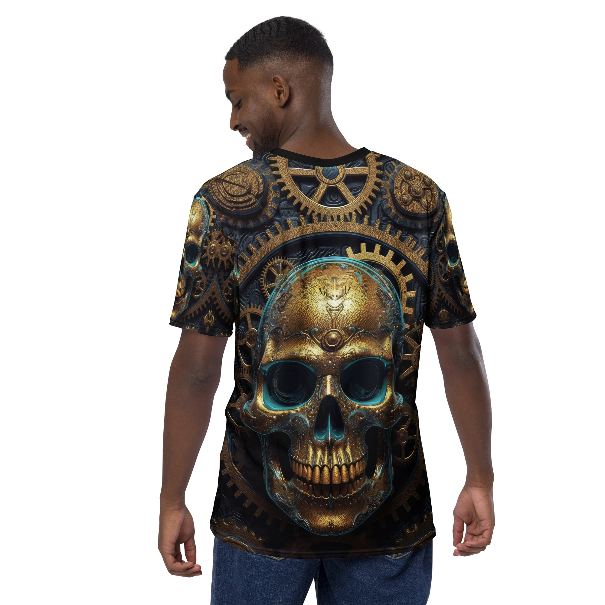 Premium Steampunk Skull All Over Print Uni-Sex T-Shirt 1 – soft all-over print unisex tee