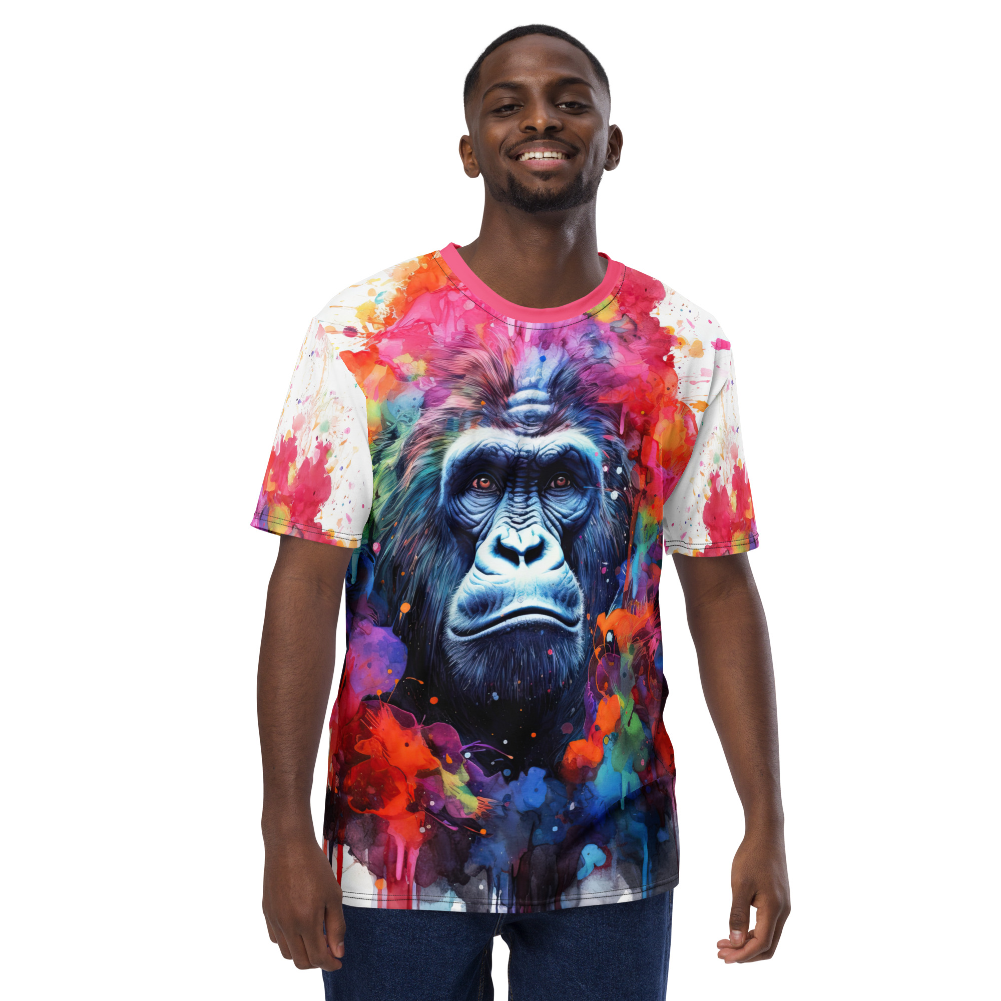 Abstract Splash Gorilla Ape Uni-Sex All Over Print T-Shirt #4