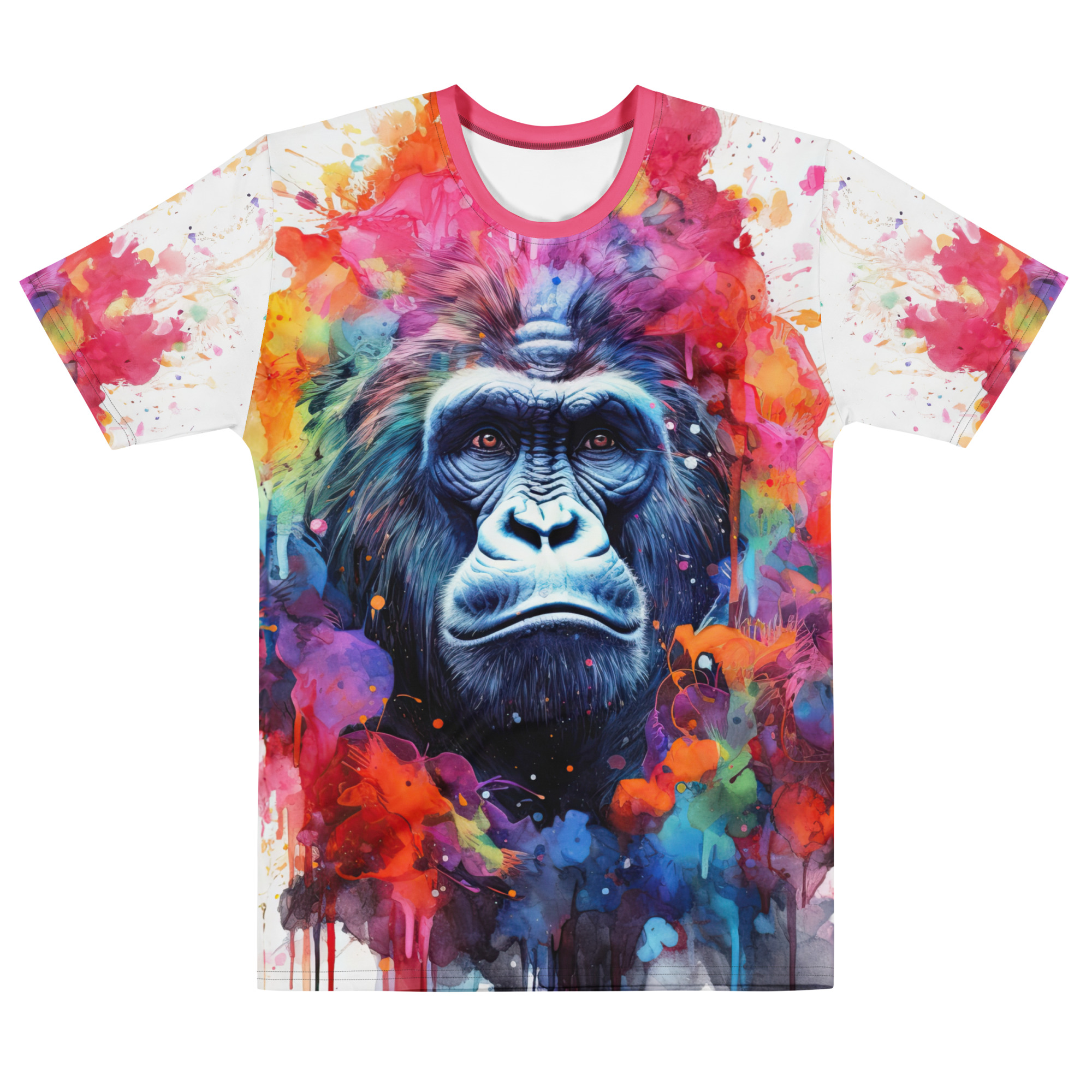 Abstract Splash Gorilla Ape Uni-Sex All Over Print T-Shirt #4 - Image 4