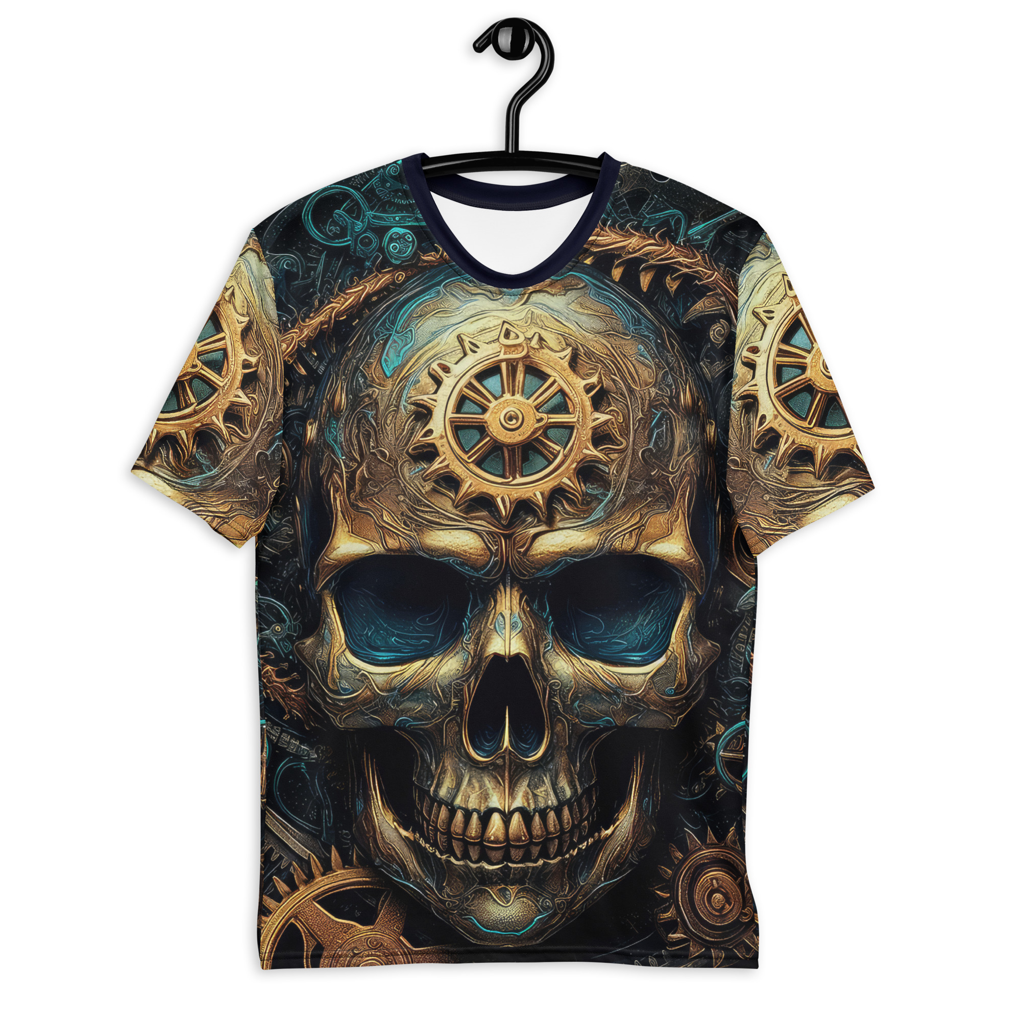 Steampunk Skull All Over Print Uni-Sex T-Shirt 2 - Image 2