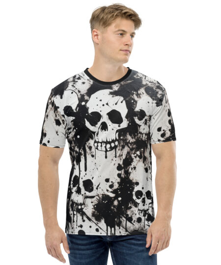 Black And White Skulls Abstract Painting Uni-Sex Graphic T-Shirt 4