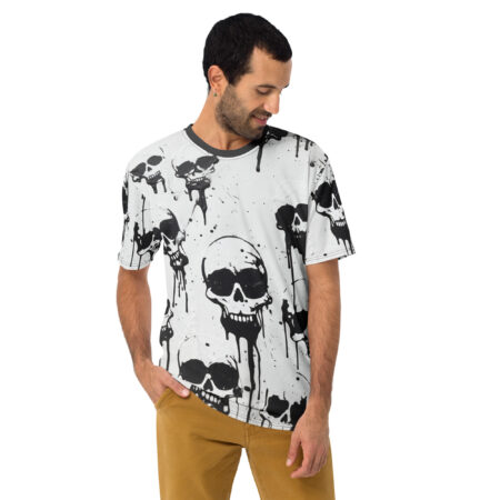 Vibrant Black And White Skulls Abstract Painting Uni-Sex Graphic T-Shirt 2 – eye-catching full print casual top