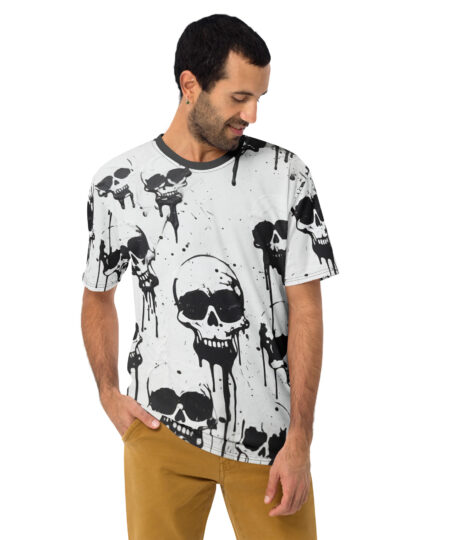 Black And White Skulls Abstract Painting Uni-Sex Graphic T-Shirt 2