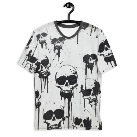 Vibrant Black And White Skulls Abstract Painting Uni-Sex Graphic T-Shirt 2 – eye-catching full print casual top