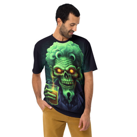 Bold Neon Scientist Skull Uni-Sex All Over Print T-Shirt V4 – high-quality graphic streetwear t-shirt