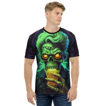 Vibrant Neon Scientist Skull Uni-Sex All Over Print T-Shirt V3 – eye-catching full print casual top