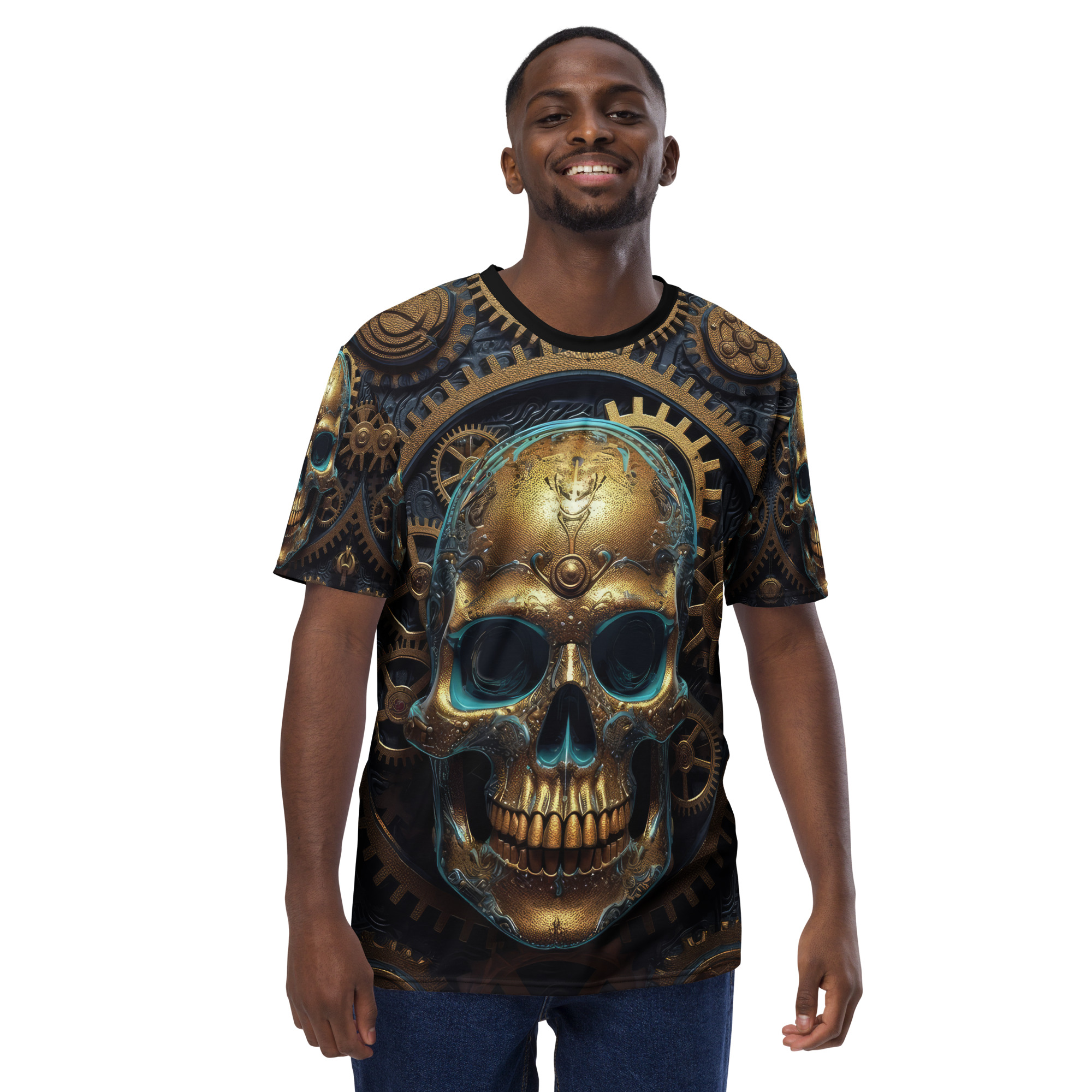 Premium Steampunk Skull All Over Print Uni-Sex T-Shirt 1 – soft all-over print unisex tee