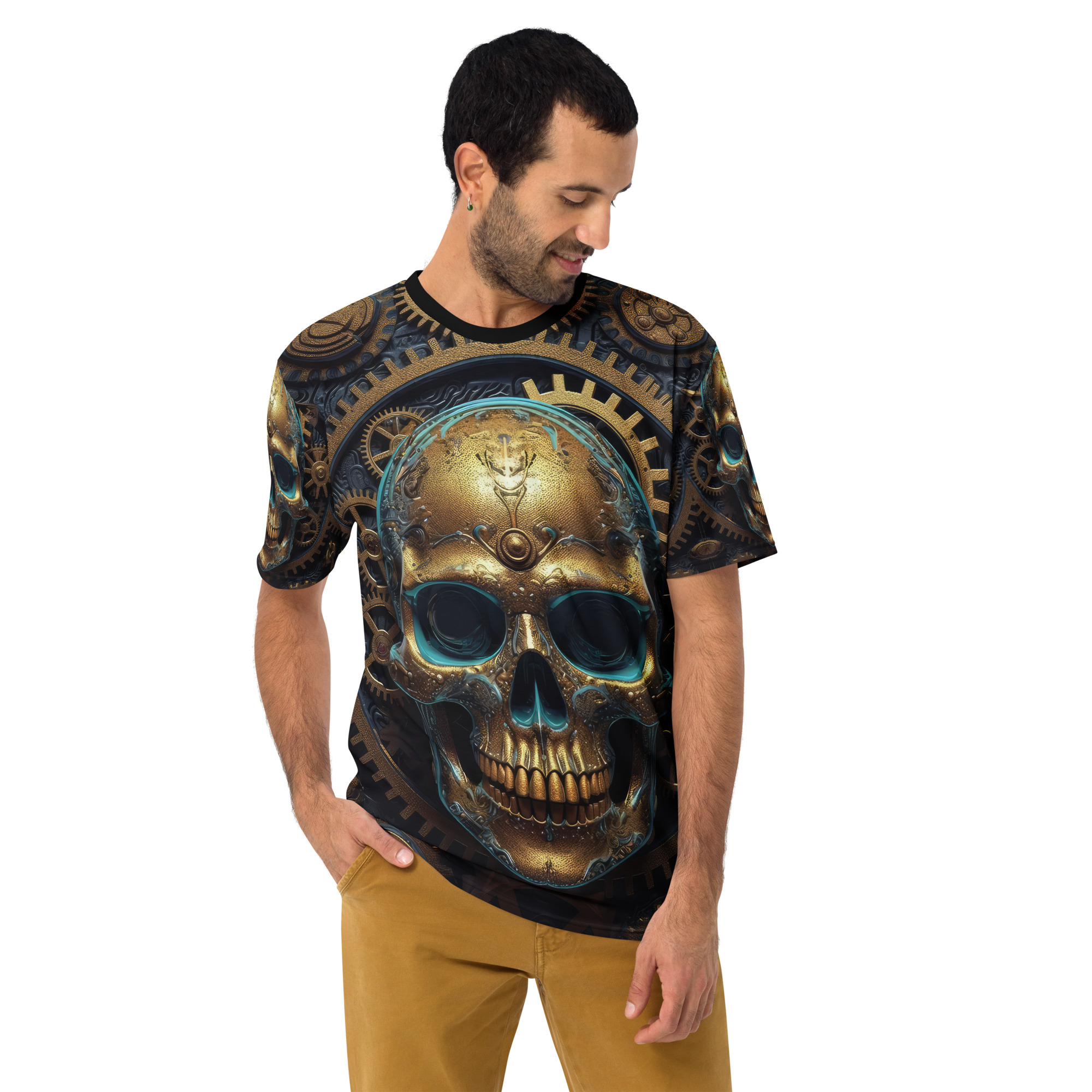 Premium Steampunk Skull All Over Print Uni-Sex T-Shirt 1 – soft all-over print unisex tee