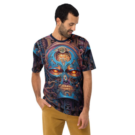 Vibrant Dynamic Biomechanical Skull #4 All Over Print Uni-Sex T-Shirt – eye-catching full print casual top