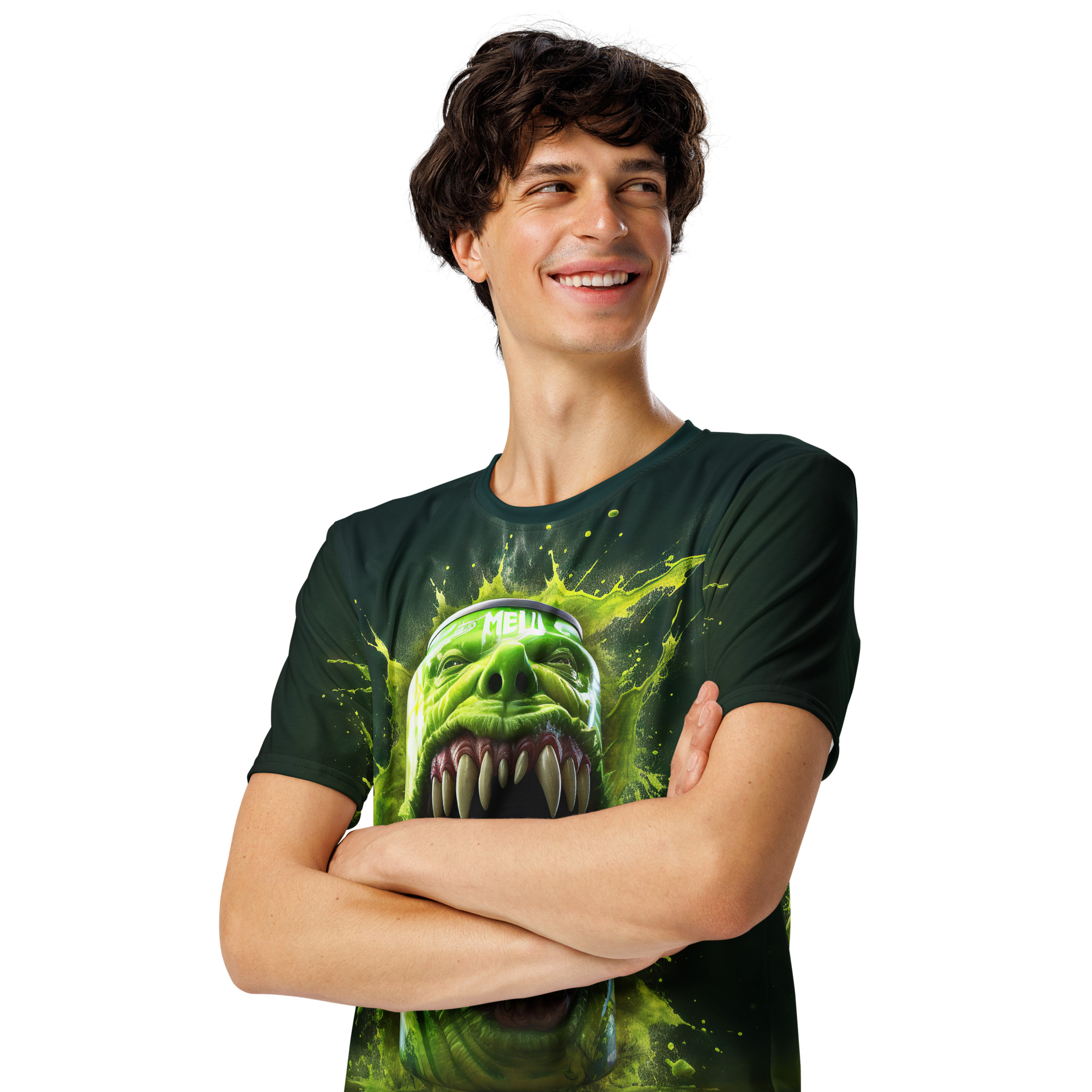 Comfortable Monster Can Energy Drink All Over Print T-Shirt – breathable cotton all-over design