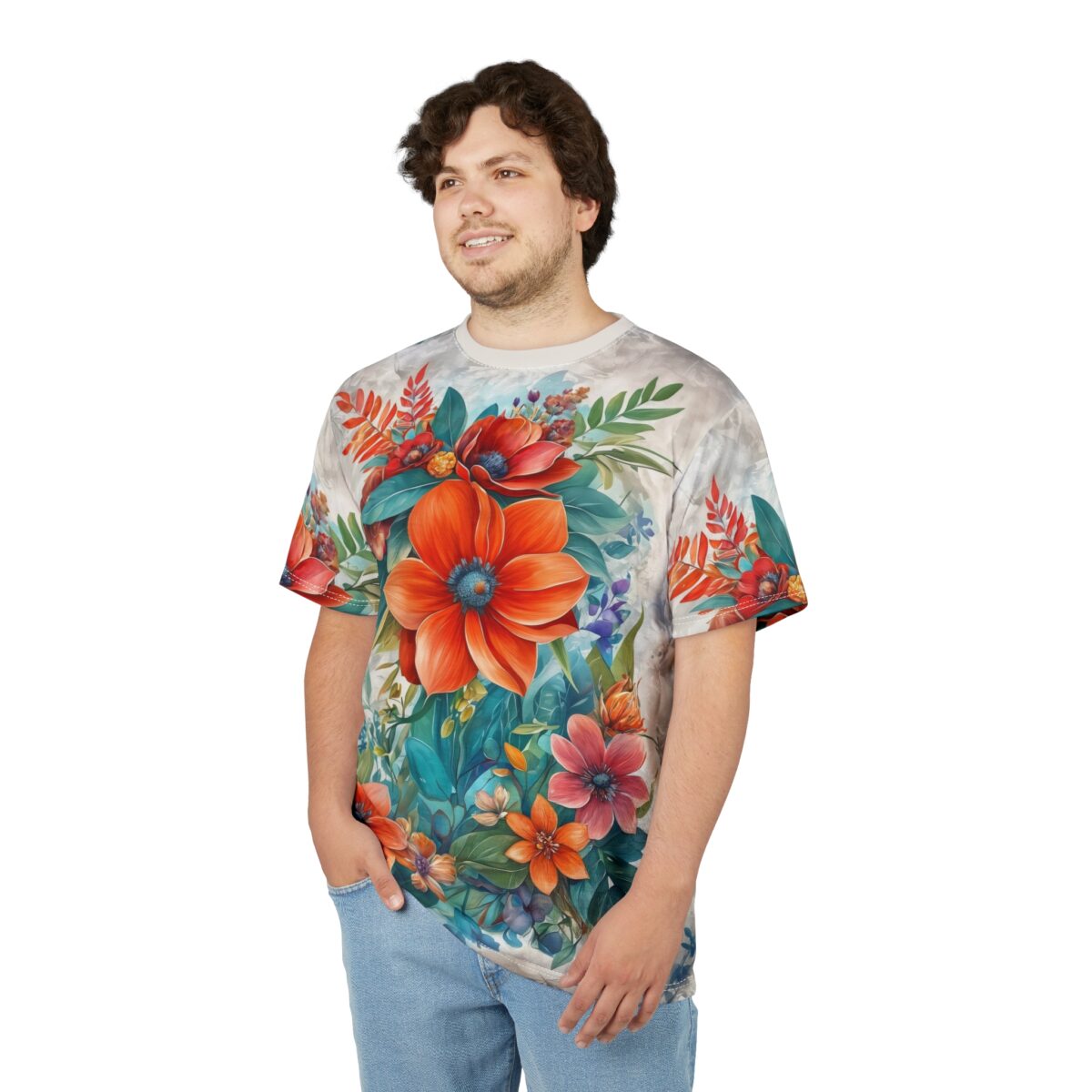 Floral Unisex All Over Print Tee Design 3 - Image 9