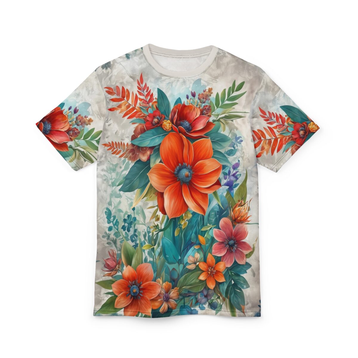 Floral Unisex All Over Print Tee Design 3 - Image 12