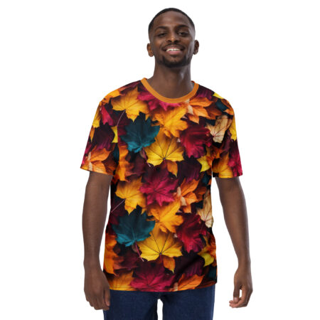 Vibrant Autumn Colorful Leaves V3 Uni-Sex T-Shirt – eye-catching full print casual top
