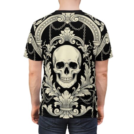 Comfortable Baroque Skull All-Over Print Tee – breathable cotton all-over design