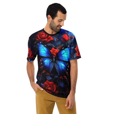Comfortable Beautiful Blue Butterfly All Over Uni-Sex T-Shirt v1 – breathable cotton all-over design