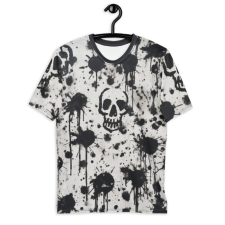 Vibrant Black And White Skulls Abstract Painting Uni-Sex Graphic T-Shirt 3 – eye-catching full print casual top