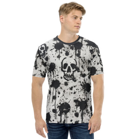 Vibrant Black And White Skulls Abstract Painting Uni-Sex Graphic T-Shirt 3 – eye-catching full print casual top