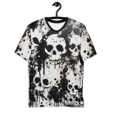 Stylish Black And White Skulls Abstract Painting Uni-Sex Graphic T-Shirt 4 – durable everyday unisex apparel